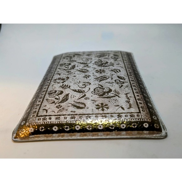 Vintage MCM Georges Briard Persian Garden Gold Gilt Floral Glass Tray Signed - Picture 4 of 5